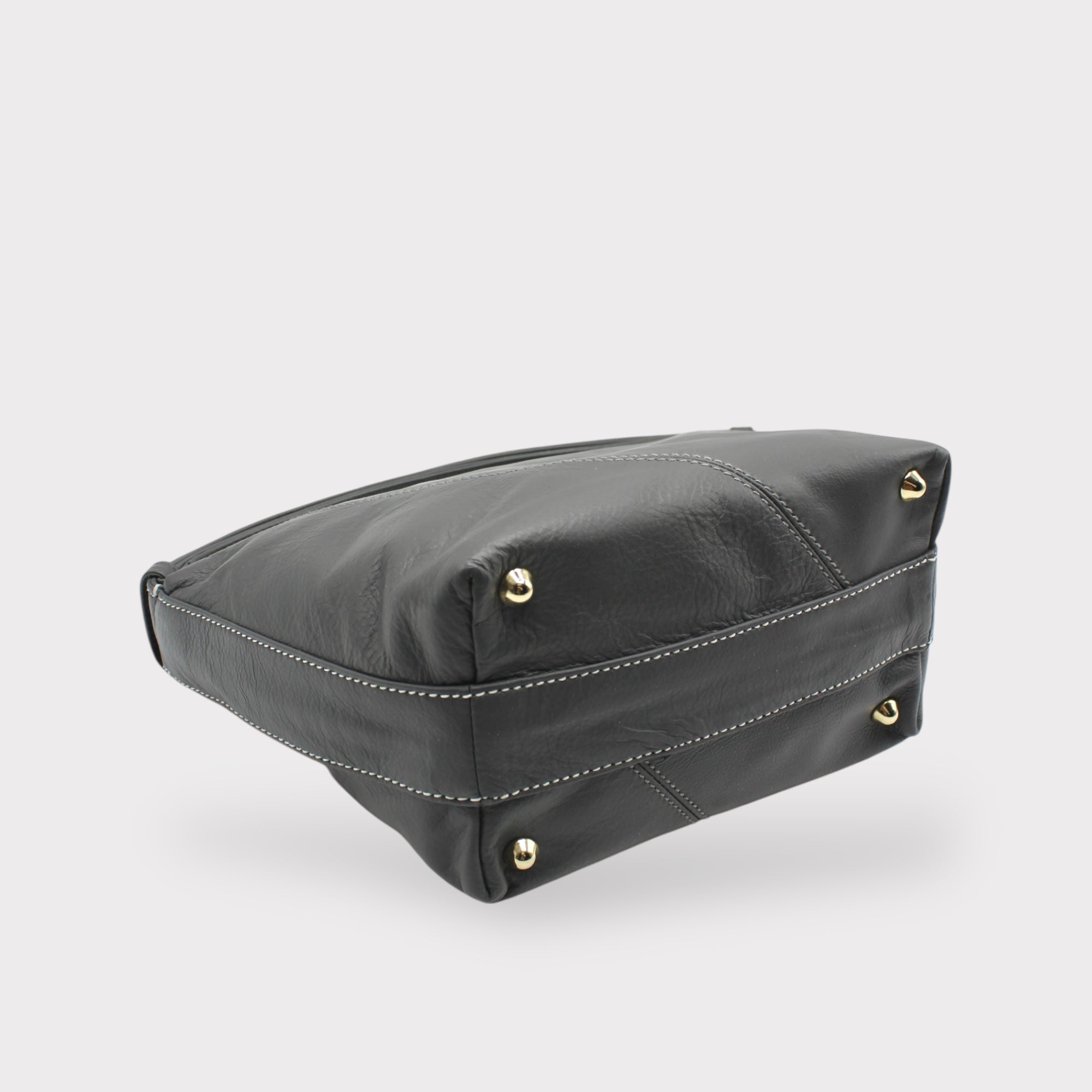 Evy - Genuine Leather Pouch Shoulder Bag - Ash Grey