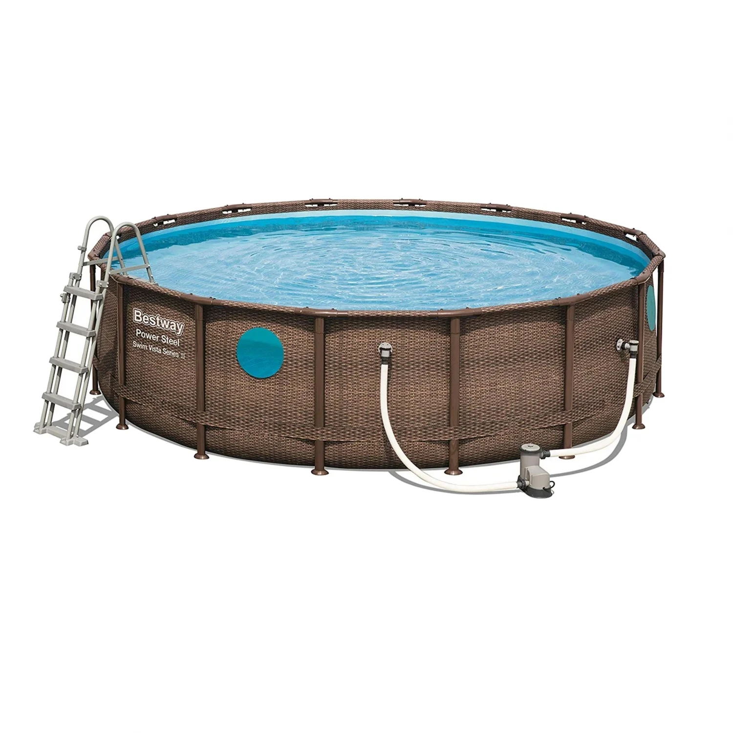 Schwimmbecken mit Bullaugen und Filter 488x122 cm