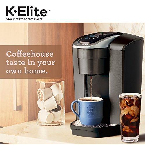 Cafetière individuelle Keurig K-Elite avec dosettes K-Cup, capacité pour café glacé, finition ardoise brossée