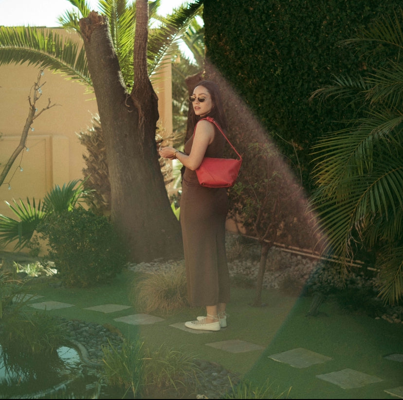 Evy - Vegan Cactus Leather Shoulder Bag - Red