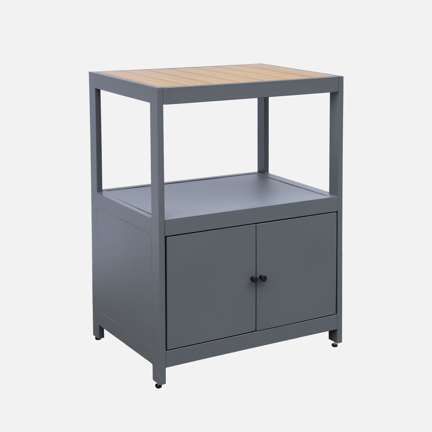 Udendørskøkken i aluminium og polywood med 2 døre, antracit