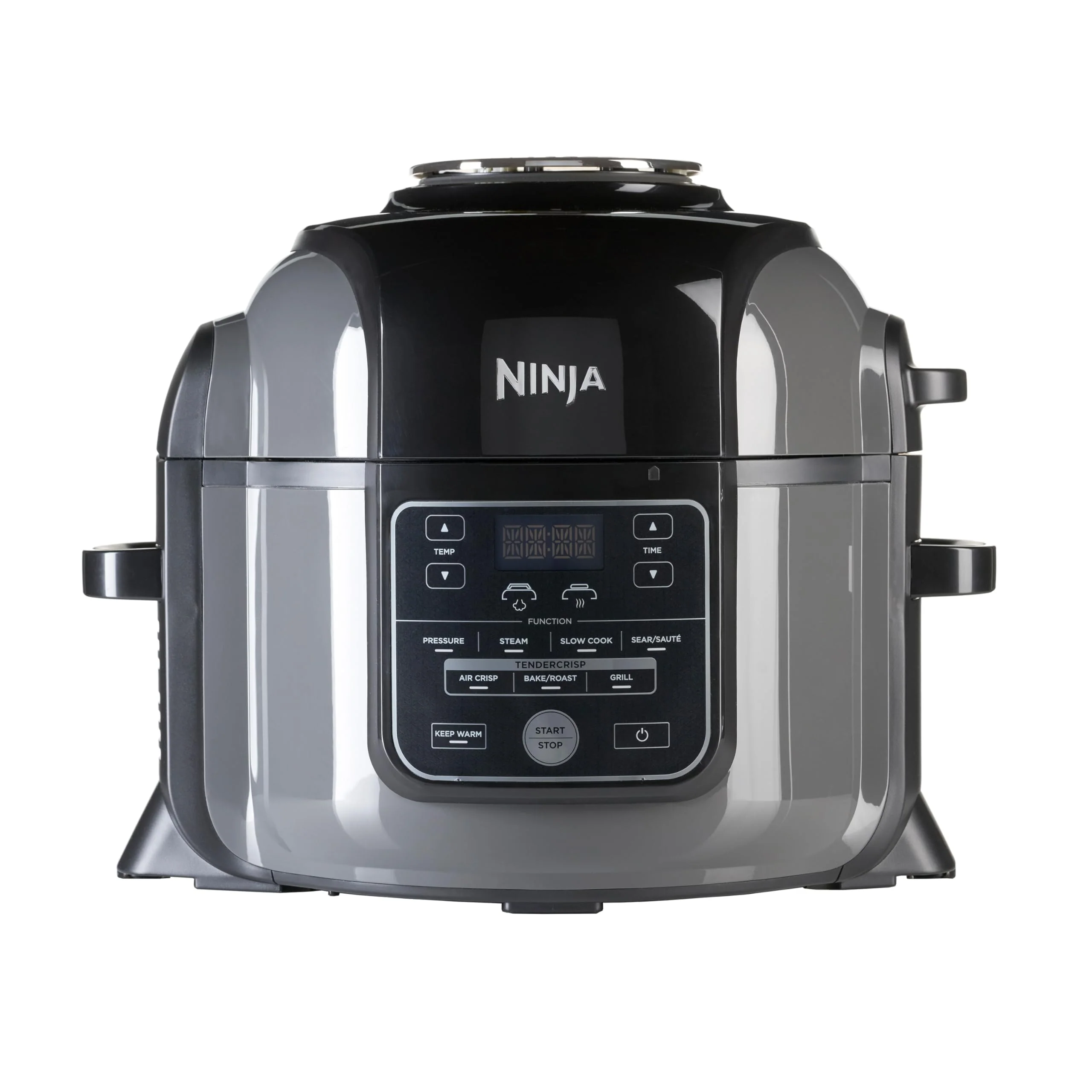 2025 Ninja Foodi multifunktionskomfur. 6 l. 7-i-1 multifunktionskomfur. Hurtig trykkoger. Airfryer. Slowcooker. Grill og mere. Børstet stål og sort. OP300EU