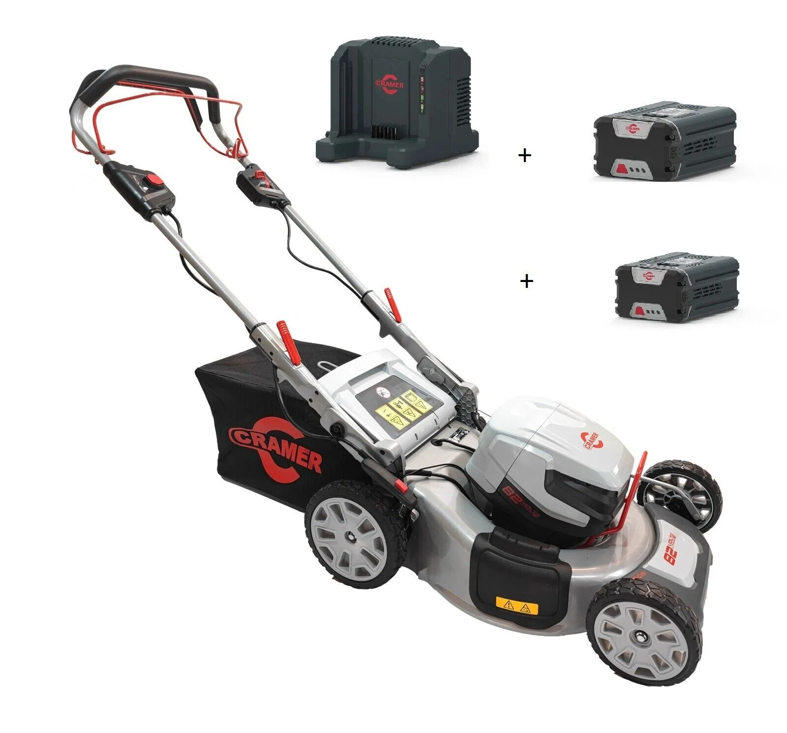 Tondeuse à gazon professionnelle sans fil Cramer 82LM51SX (2025) – 51 cm. Traction variable. Deux batteries 82 V 3 Ah incluses.