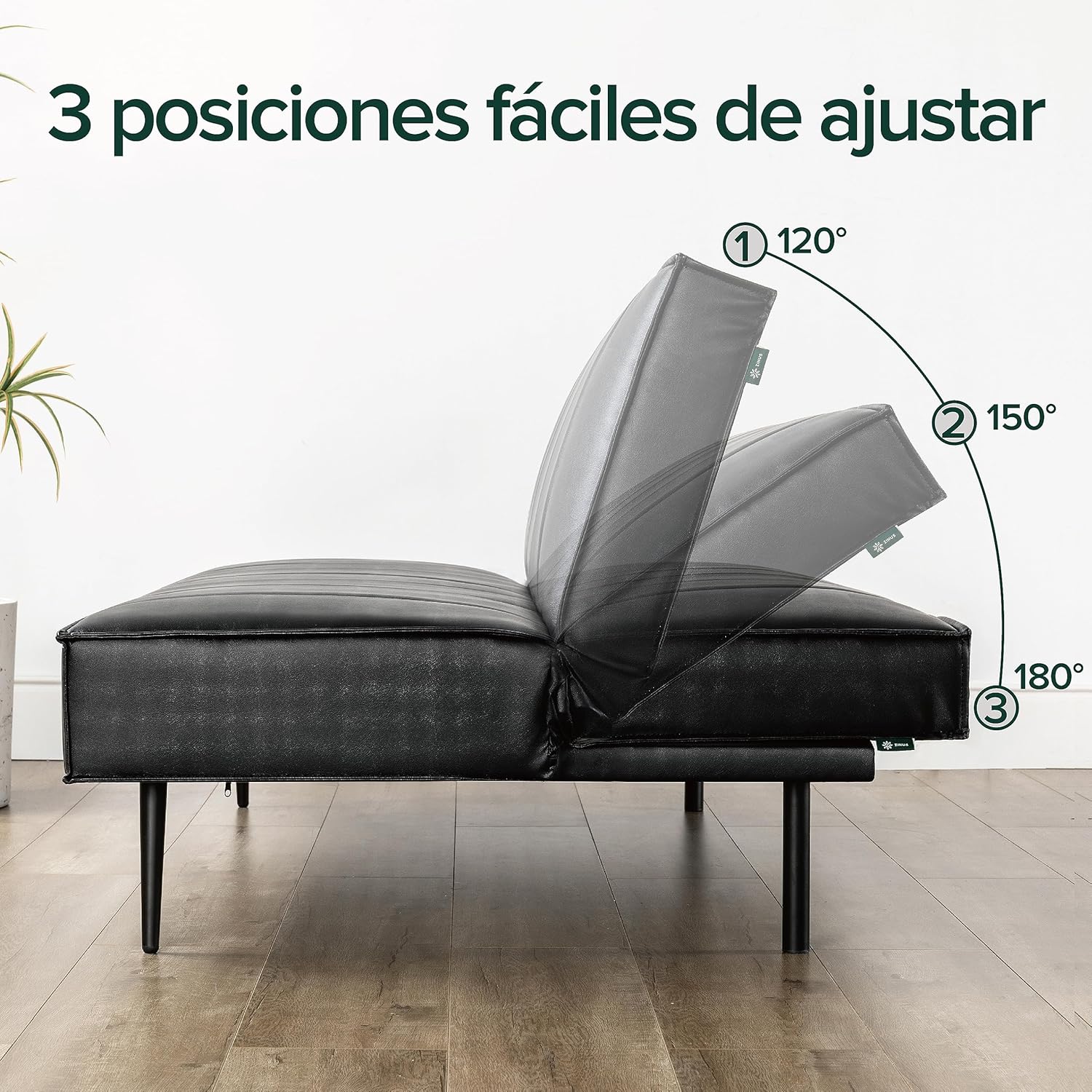 Zinus Quinn Click Clack sovesofa - 2-i-1 foldbar sovesofa - Velegnet til gæsteværelser og små rum - Grå