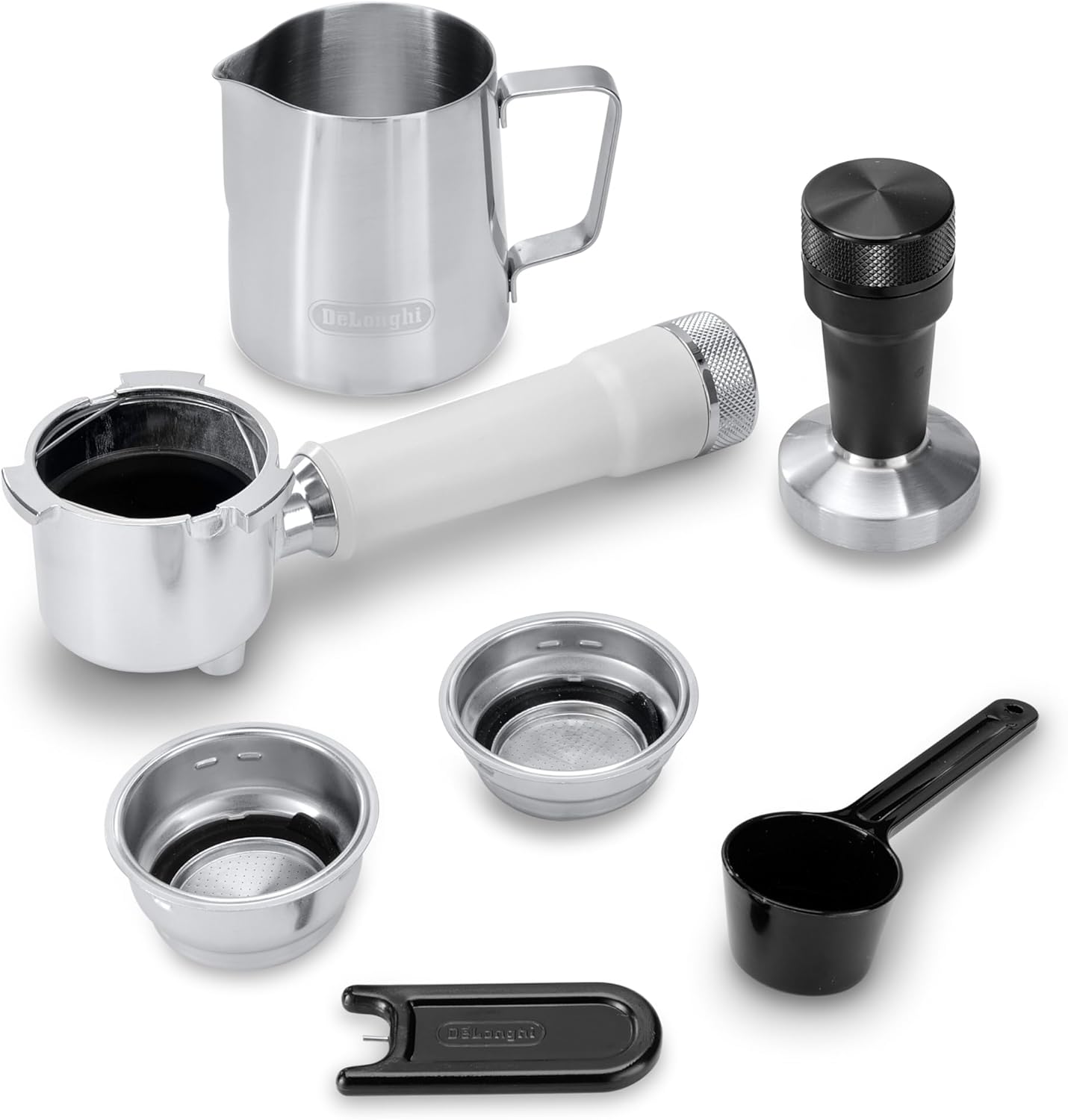 De'Longhi Dedica – Cafetière à pompe en acier inoxydable pour café moulu ou individuel, expresso et cappuccino, réservoir de 1,3 litre, système anti-goutte, modèle EC685.M, couleur métal