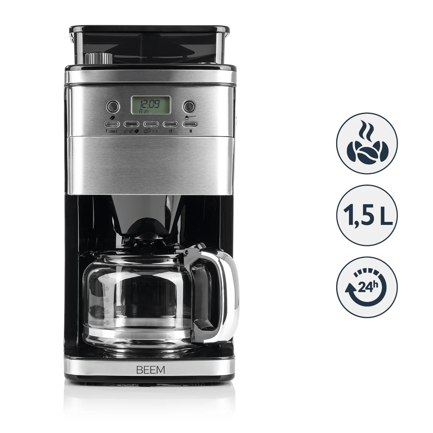 2025 FRESH-AROMA-PERFEKT SUPERIOR filterkaffemaskine med kværn – glaskande