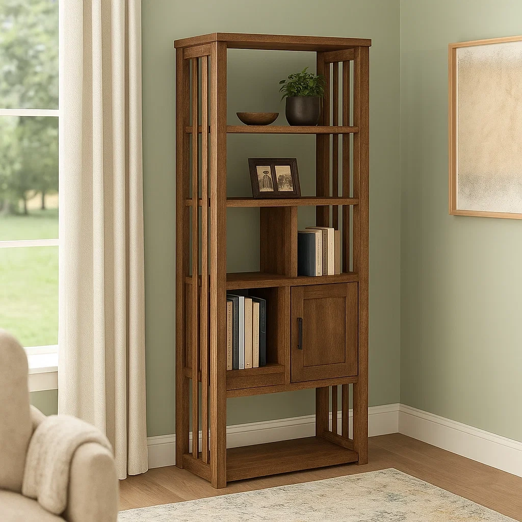 Vitrine à porte en bois, 5 étagères, structure en bois, couleur chêne, sur pied, dimensions 60 x 30 x 180 cm - WOuthHY2iwlN