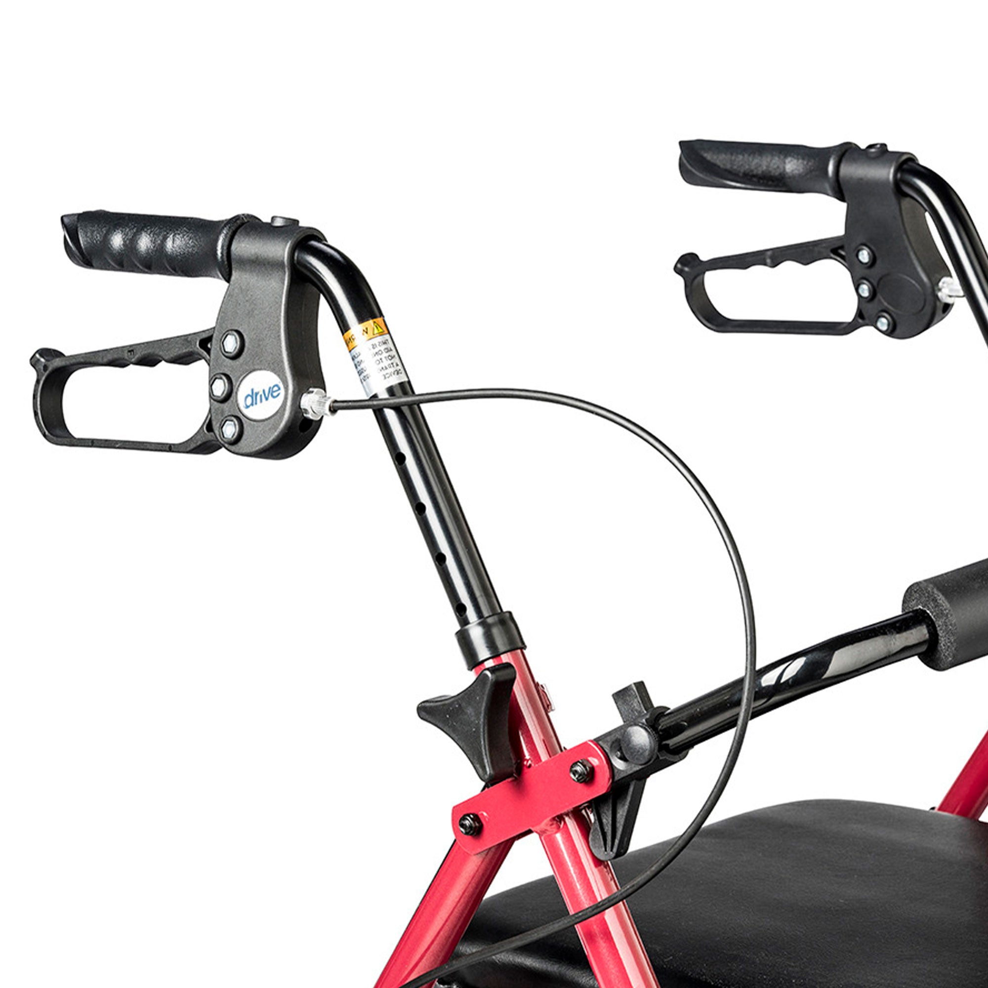 Déambulateur en aluminium réglable en hauteur avec roues de 15 cm, rouge – Drive Medical