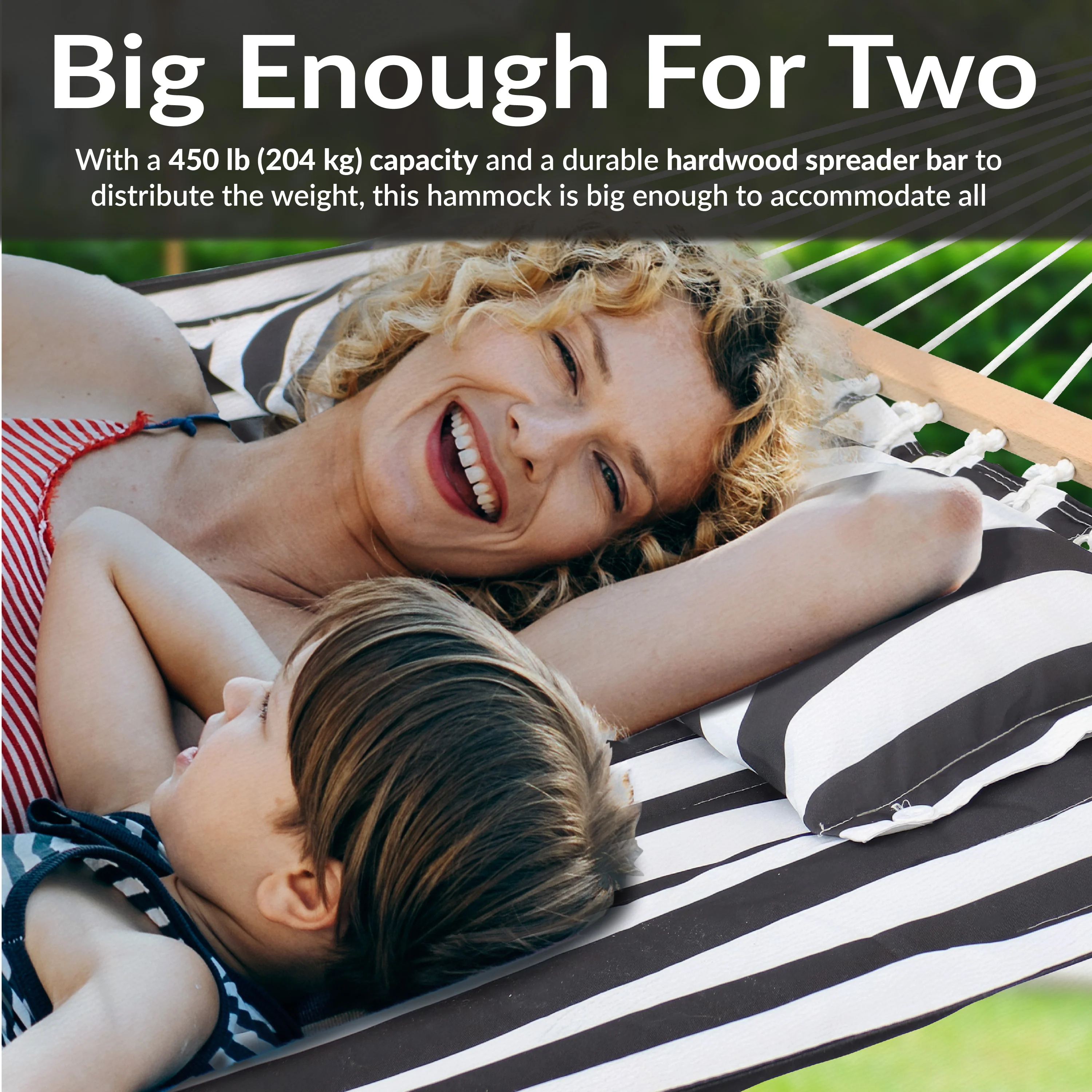 2025 Sunnydaze Dobbeltpolstret Stofhængekøje med Pude til 2 Personer