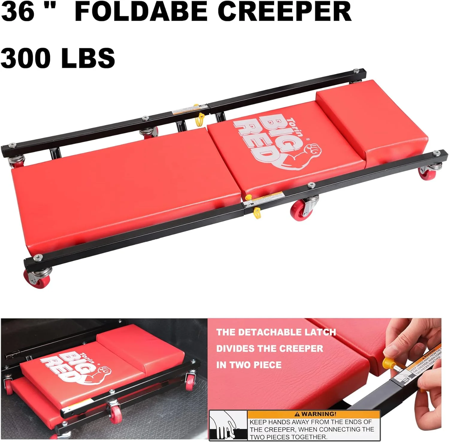 Cric hydraulique BIG RED de 2 tonnes avec 2 vérins et chariot roulant. Couleur rouge. Modèle W8200.