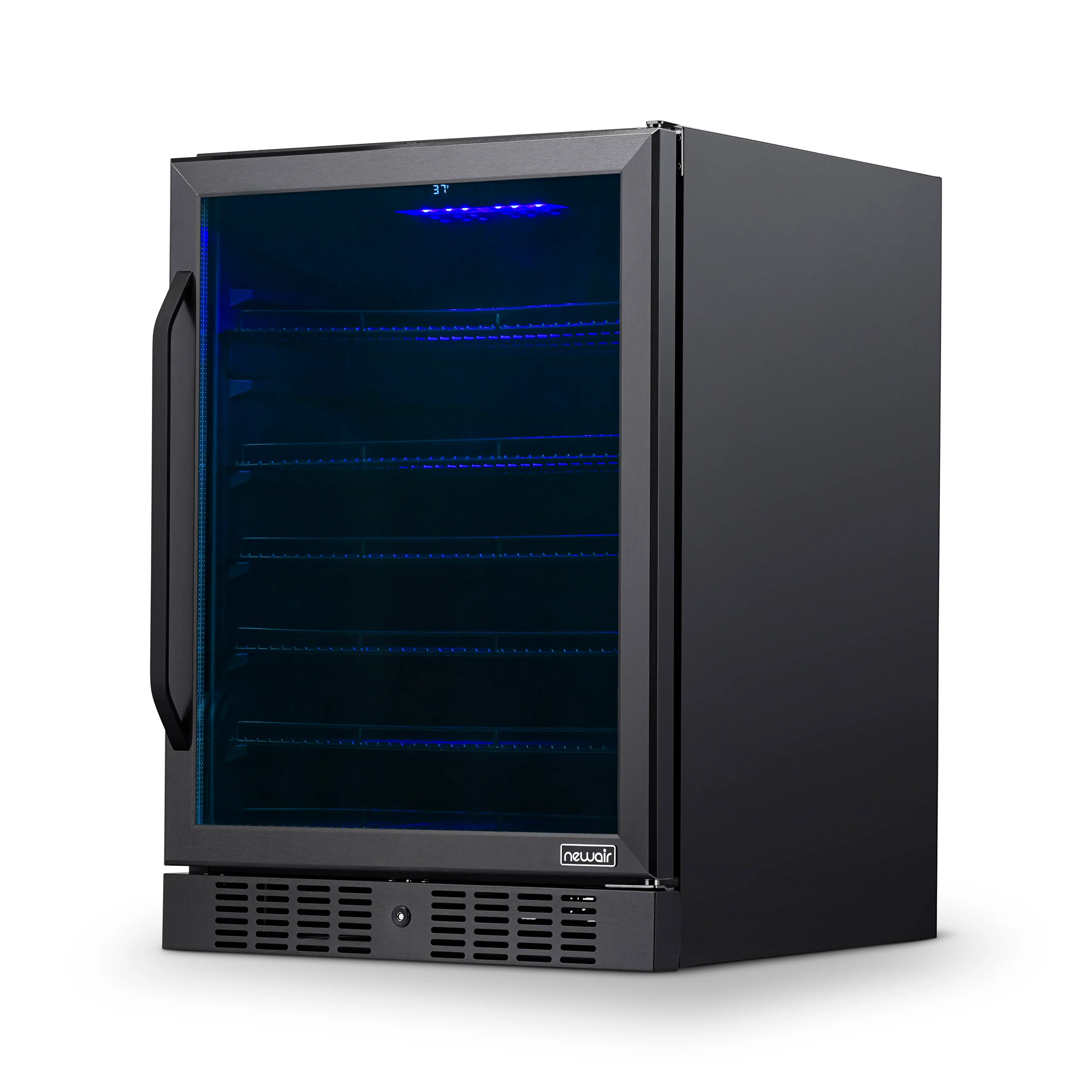 Newair® Einbaukühlschrank (2025) mit 177 Dosen Fassungsvermögen – 24 Zoll – Schwarzer Edelstahl