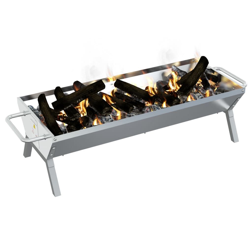 Grillplatte aus Edelstahl, Silber, 118 x 42 x 30,5 cm, Vidaxl