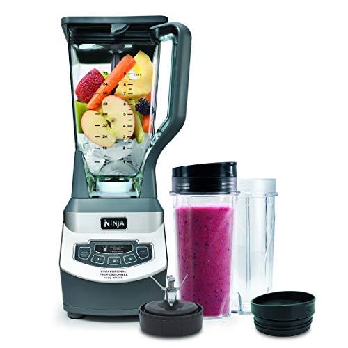 Ninja Professional Standmixer mit 1100-Watt-Basis, 2,1-Liter-Crusher-Behälter und zwei 473-ml-Bechern für Frozen Drinks und Smoothies (BL660), Grau
