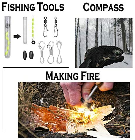 IUNIO Survival- und Offroad-Werkzeugset, Klappspaten, Campingaxt, Multitool, Spitzhacke, mit Tragetasche, für Notfälle im Freien und im Auto (Verbessertes Schwarz)