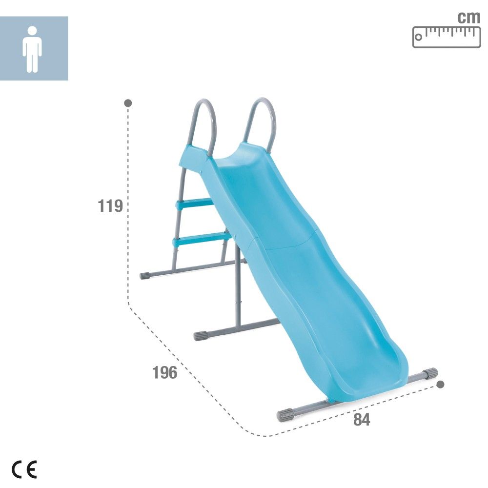 Intex Kinderrutsche 84x196x119 cm mit 2 Stufen und Stahlrahmen, geeignet für Kinder von 3-10 Jahren