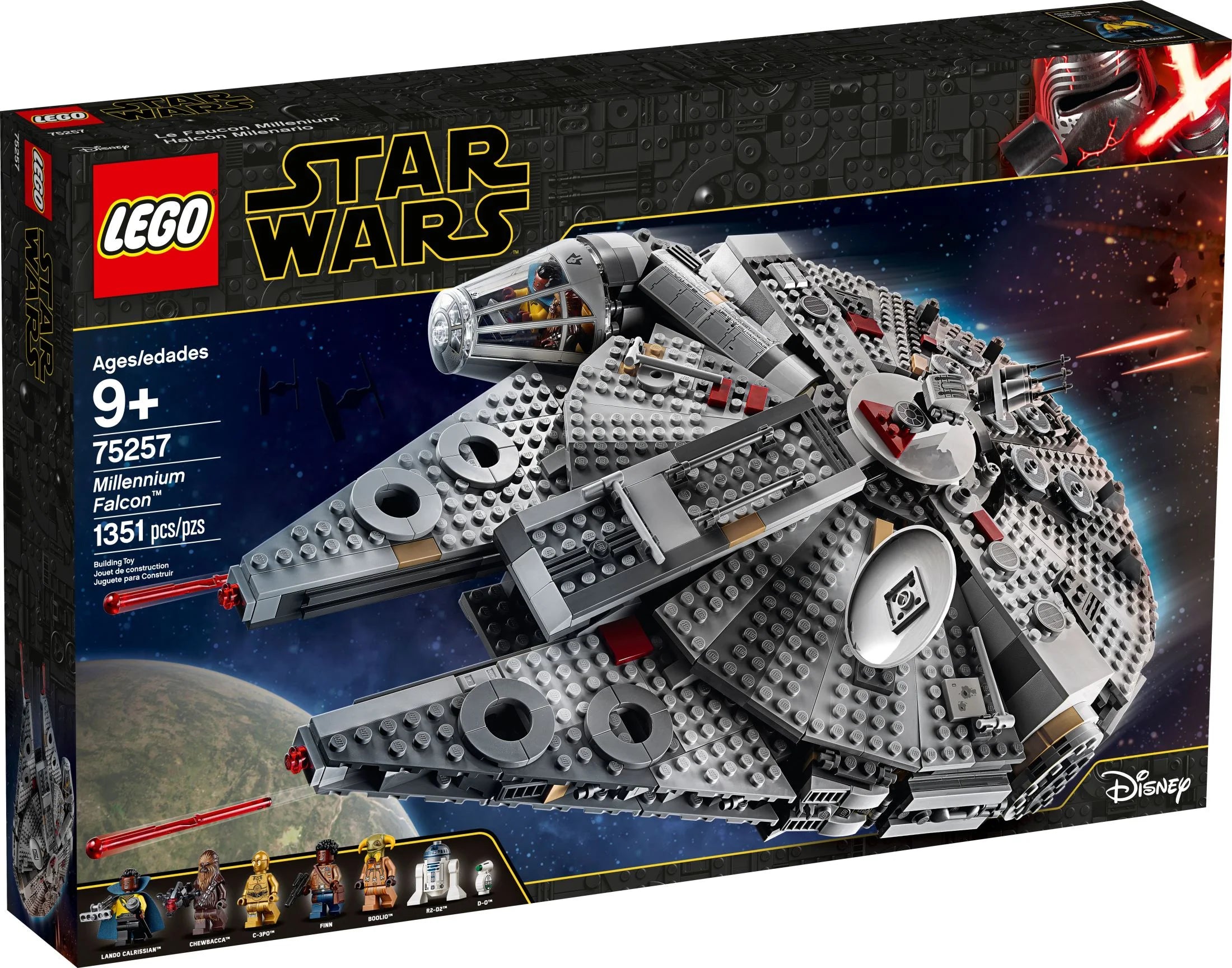 LEGO Star Wars Millennium Falcon 75257 Byggesæt – Rumskibsmodel med minifigurer af Finn, Chewbacca, Lando Calrissian, Boolio, C-3PO, R2-D2 og D-O, The Rise of Skywalker-filmsamlingen