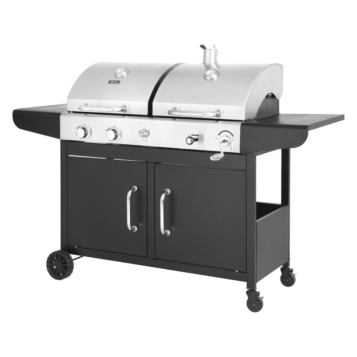 2-in-1 Western Gas- und Holzkohlegrill – Schwarz