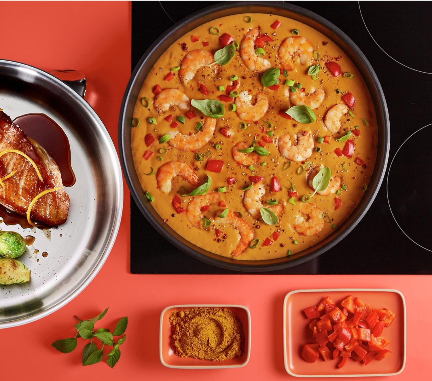 Tefal Ingenio Preference On Set: 2 Bratpfannen (24/28 cm) + 2 Stielkasserollen (16/20 cm) + 24 cm Topf + 26 cm Wok + 2 abnehmbare Griffe + 5 Zubehörteile | Induktionsgeeignet, antihaftbeschichtet, PFOA-frei