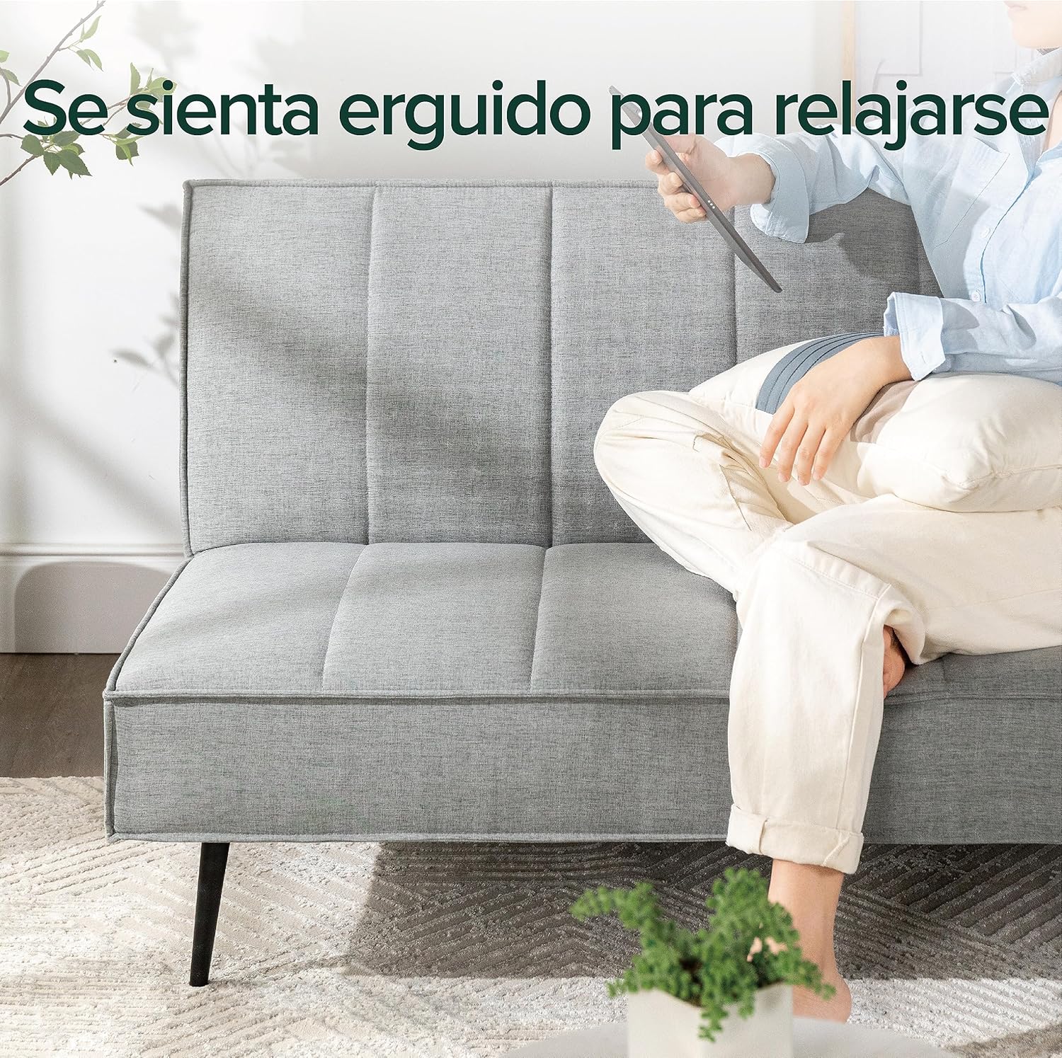 Zinus Quinn Click Clack sovesofa - 2-i-1 foldbar sovesofa - Velegnet til gæsteværelser og små rum - Grå