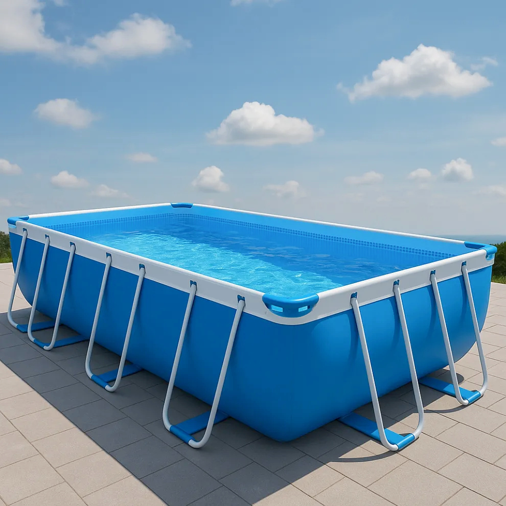 Piscine tubulaire rectangulaire, Oui, PVC, Acier, Extérieur, Jardin, Terrasse, 549 x 274 x 122 cm, Bleu BnKdEoX648Mj