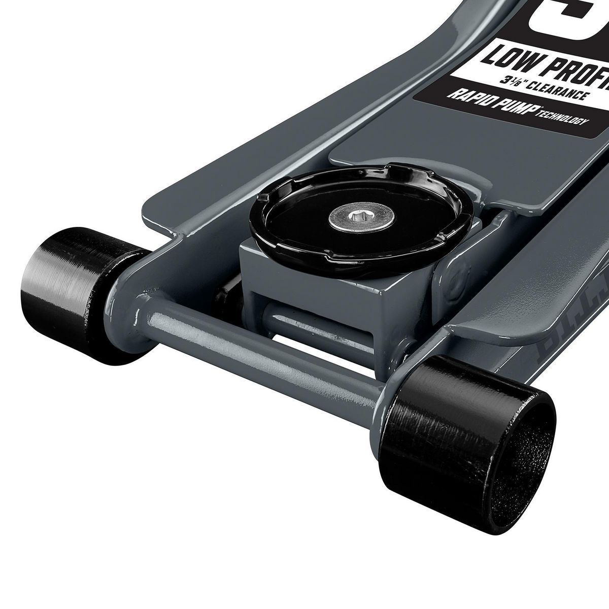 2025 PITTSBURGH 3-tons lavprofil hydraulisk donkraft med hurtigpumpe. Skifergrå