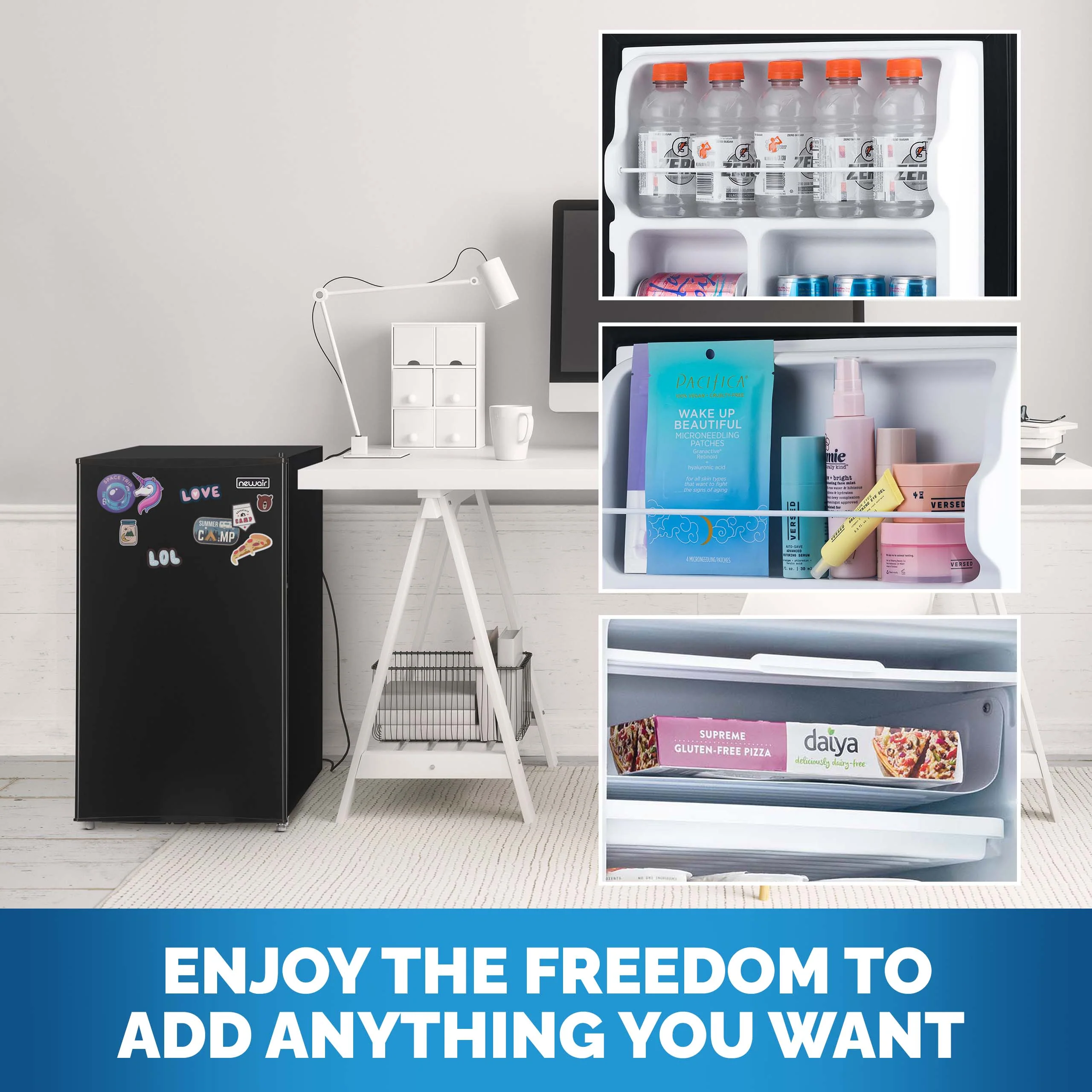 Réfrigérateur compact Newair® 2025 avec congélateur. 3,3 pieds cubes – Noir