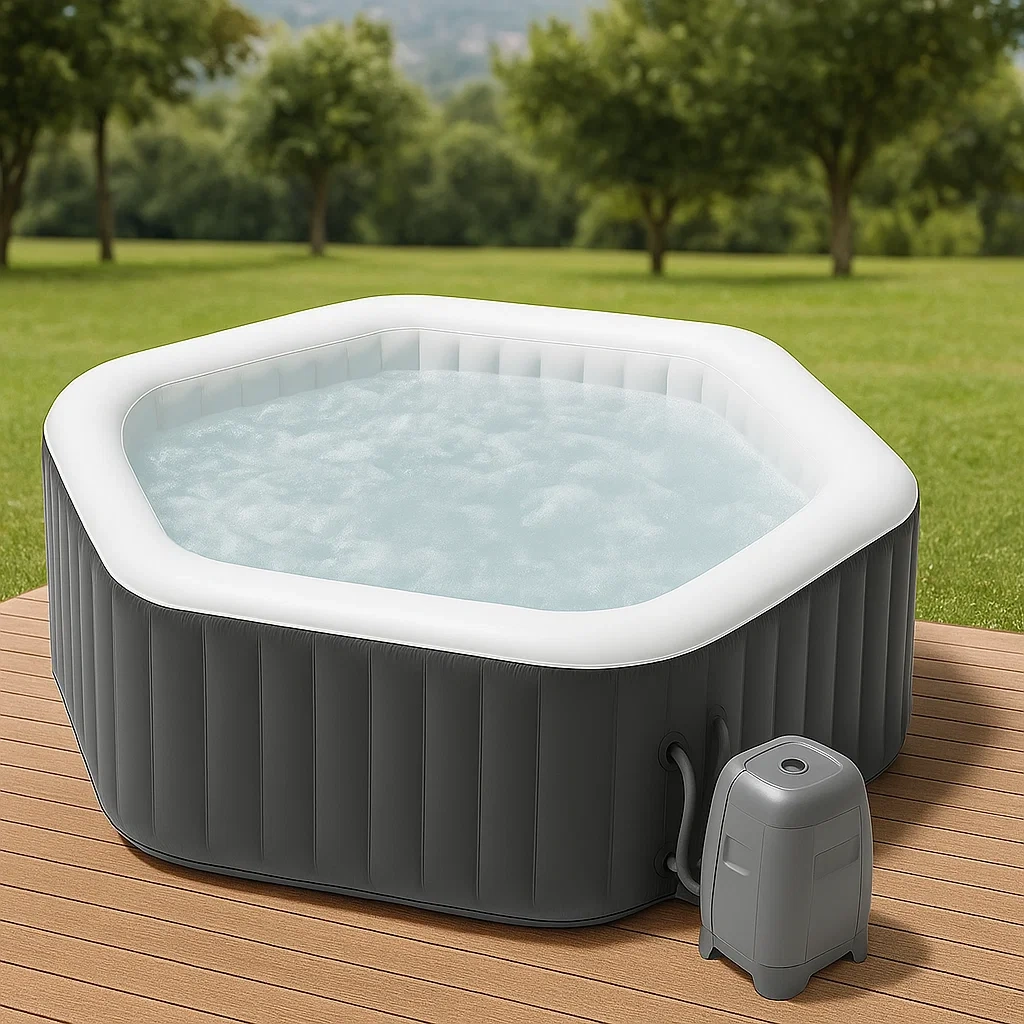 Spa gonflable, 170 x 170 x 65 cm, 4 personnes, octogonal, gris/blanc UCAKMWf348dK