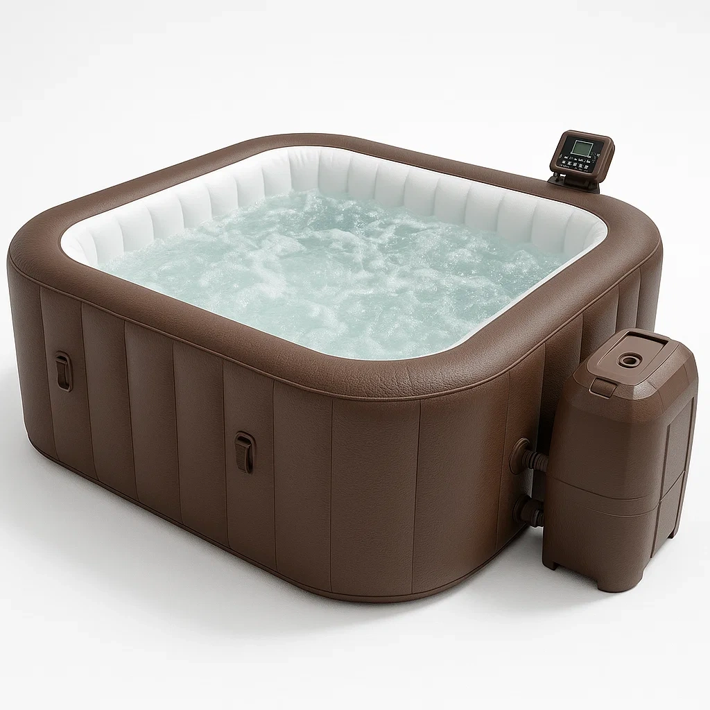 Spa gonflable 180x180x70 cm 4 places carré marron/blanc ICxwypx364JT