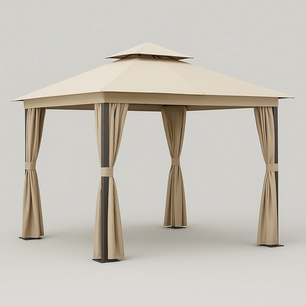 Pergola de jardin avec structure métallique et toile beige 300 x 300 x 280 cm - diZVhGE523ye