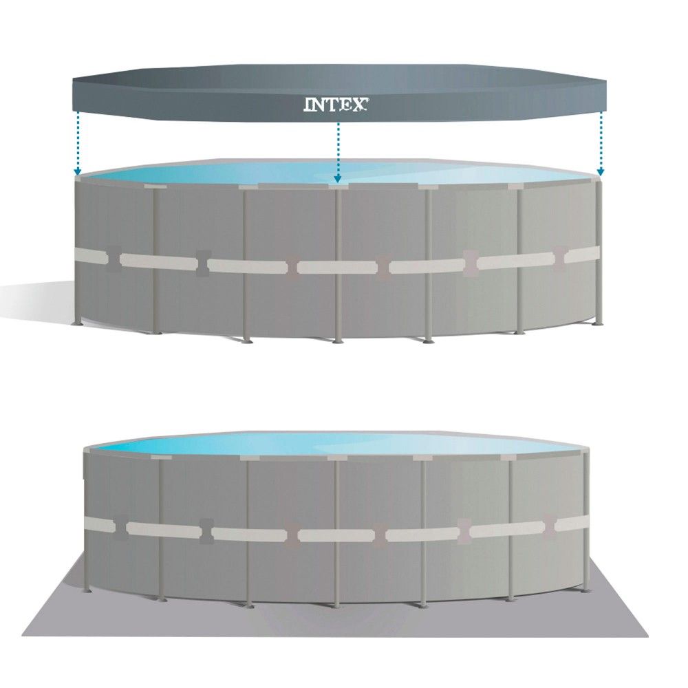 Piscine tubulaire circulaire amovible en PVC gris foncé Intex 549 x 132 avec purificateur