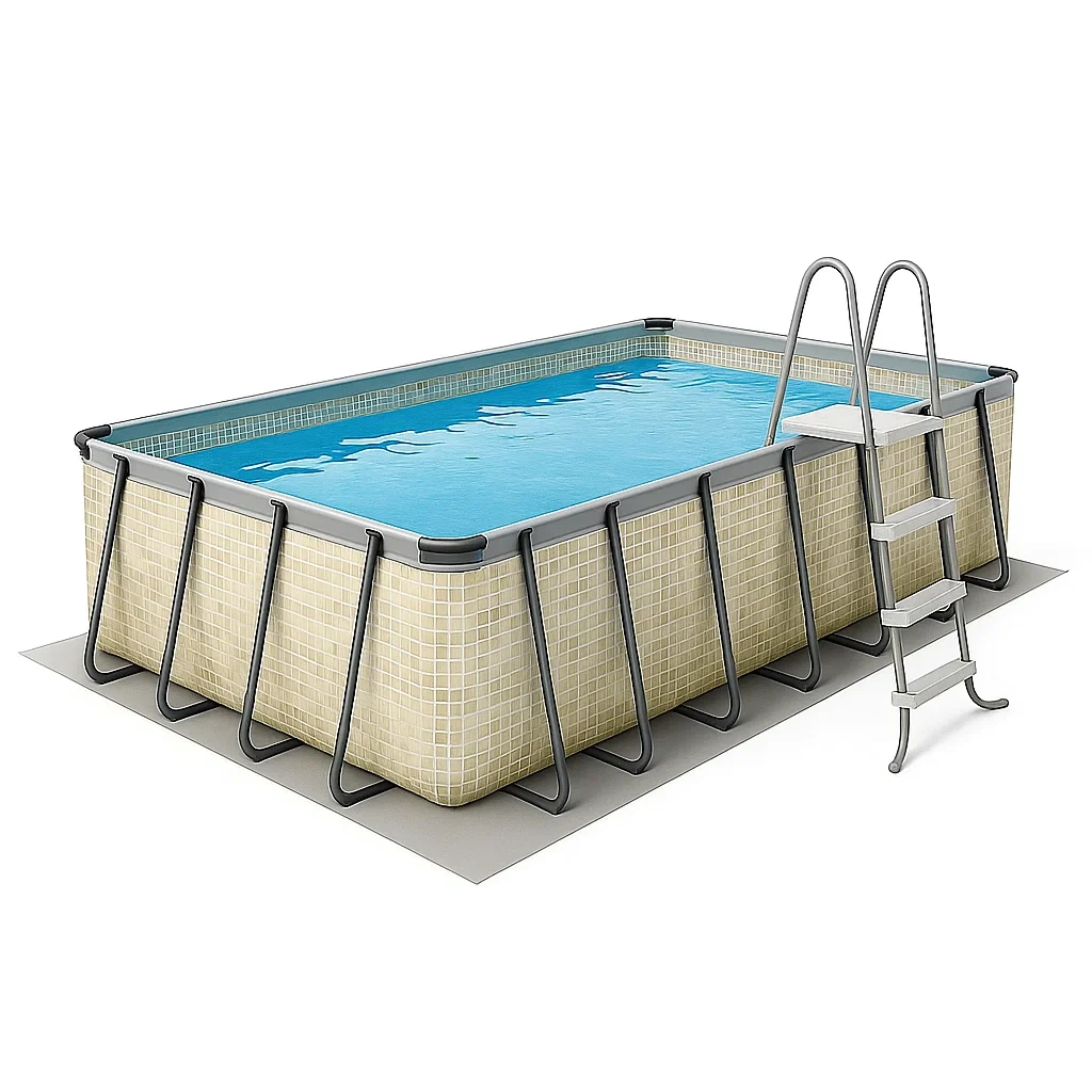 Piscine tubulaire rectangulaire 700 x 355 x 125 cm, beige, avec filtre et échelle IEKSalm173EZ