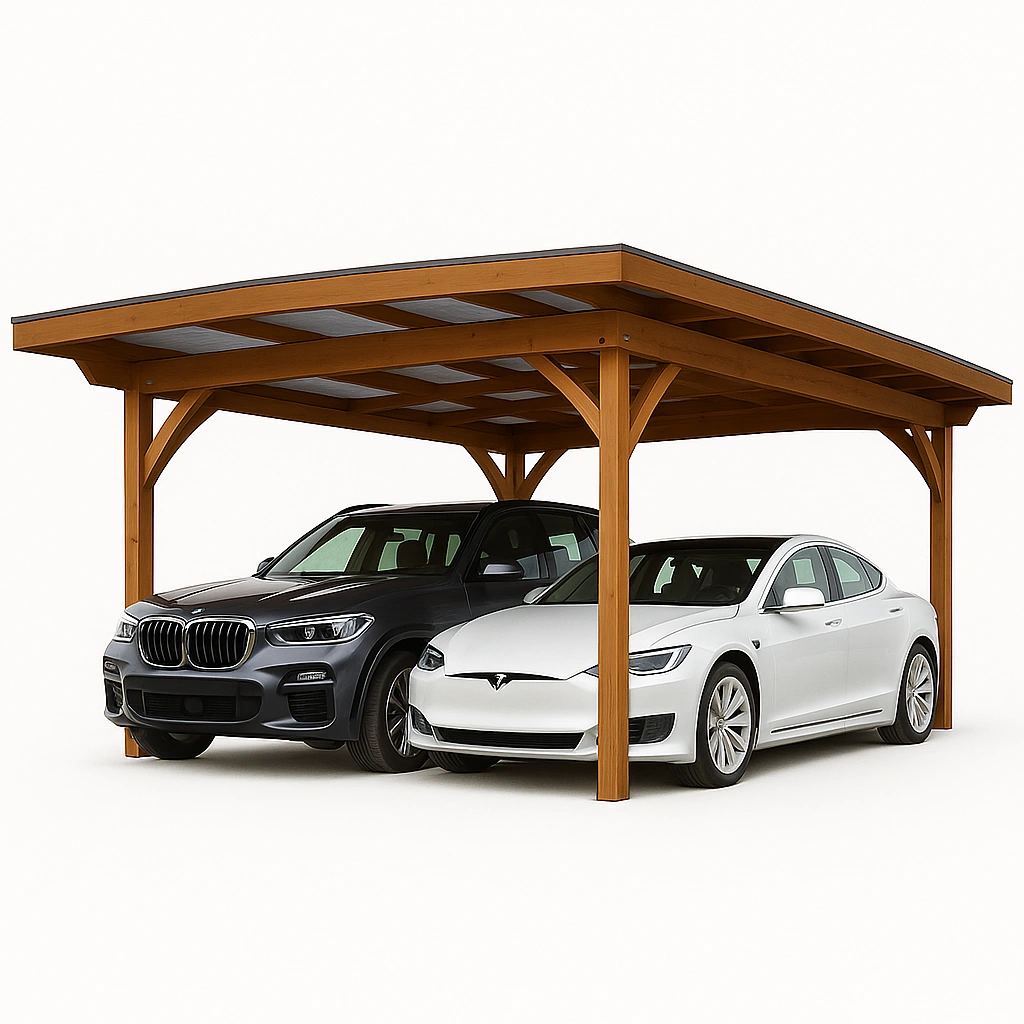 Garage extérieur en bois, aspect bois naturel, L 500 x l 300 x H 250 cm