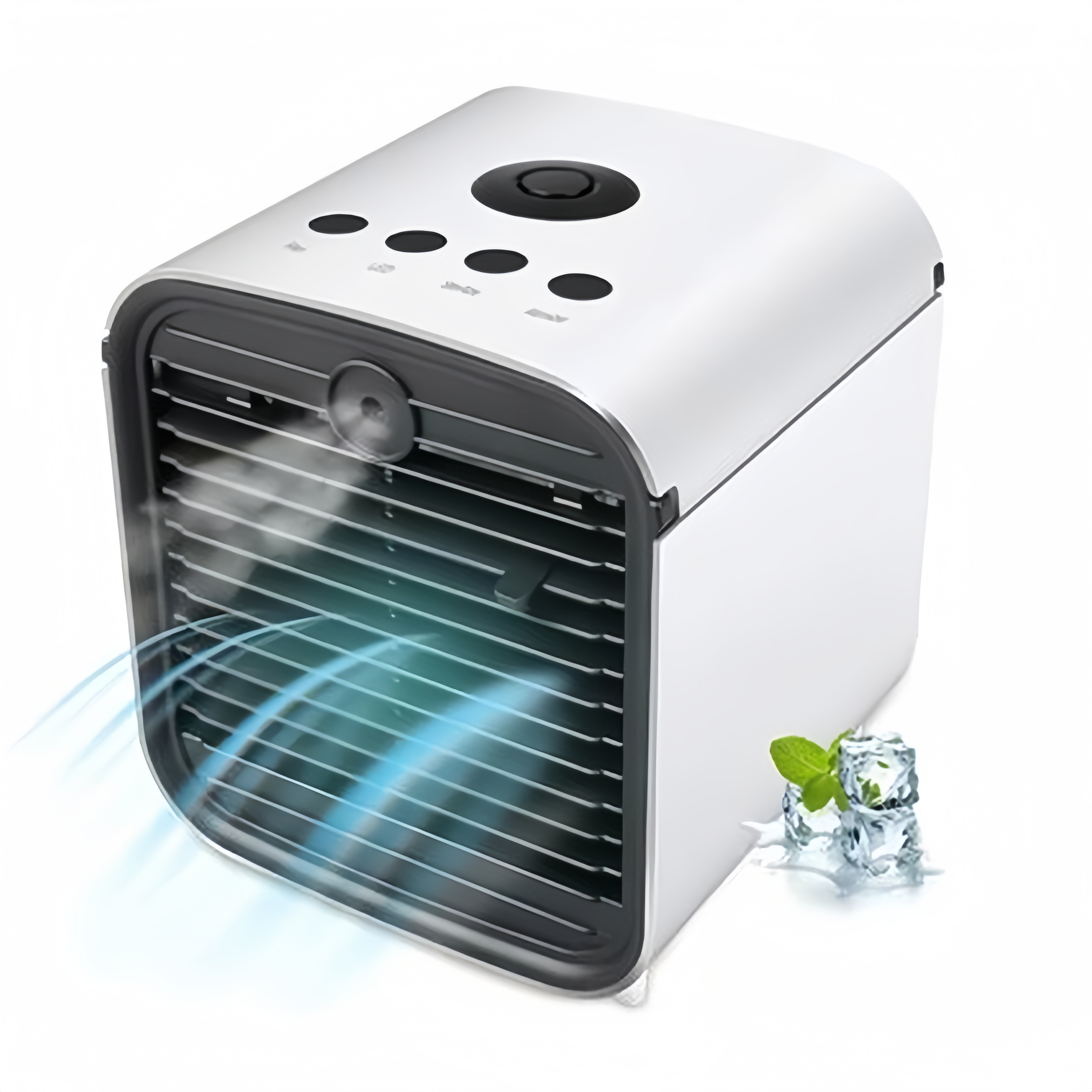 Mini multifunktionel klimaanlægsventilator med LED, luftfugter, luftrenser med batteri