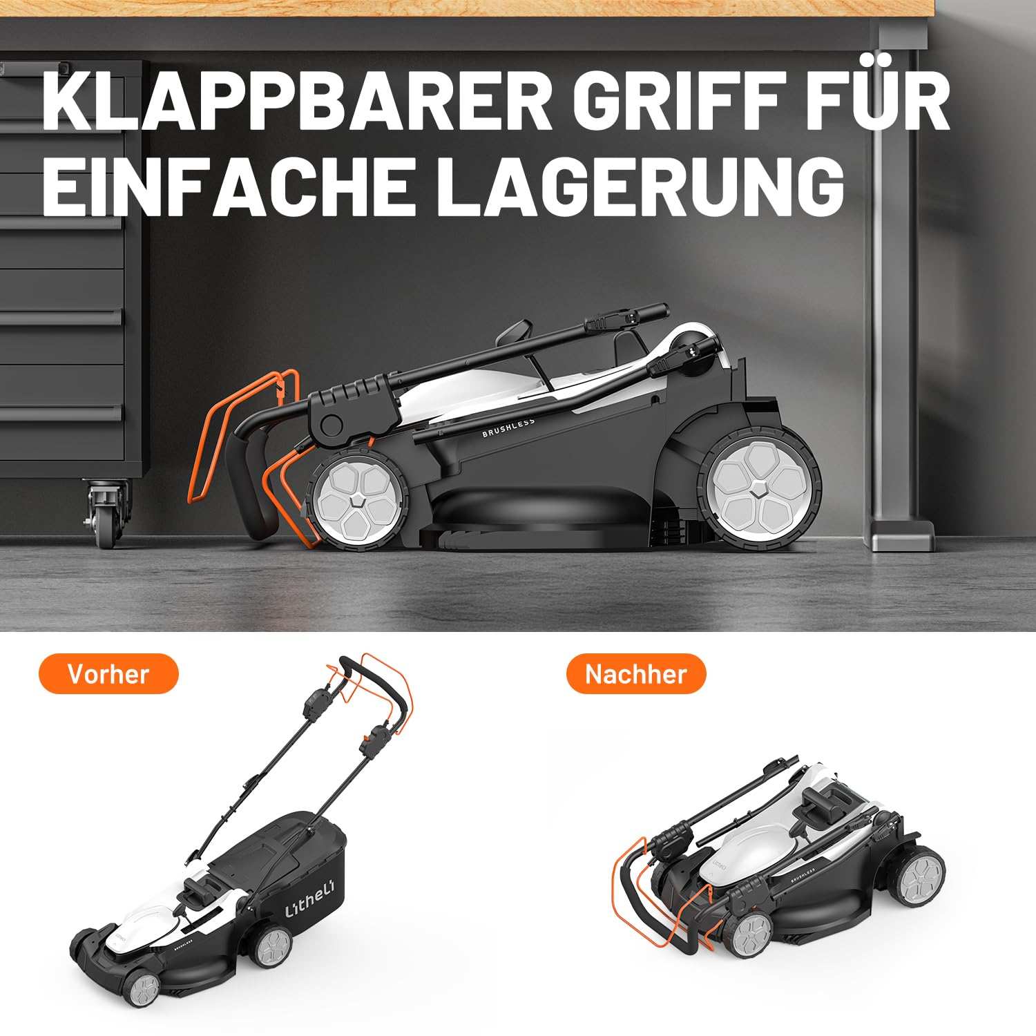 2025 U20 43 cm Akku-Rasenmäher mit Radantrieb und bürstenlosem Motor | Inklusive 2 x 4,0 Ah Akkus | Mäht mühelos bis zu 500 m²