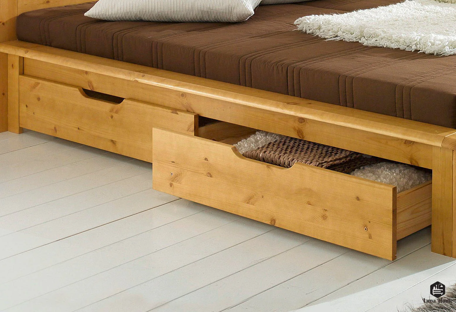 Finja Bettkommoden-Set, 2-teilig, aus Kiefernholz, 93 cm lang