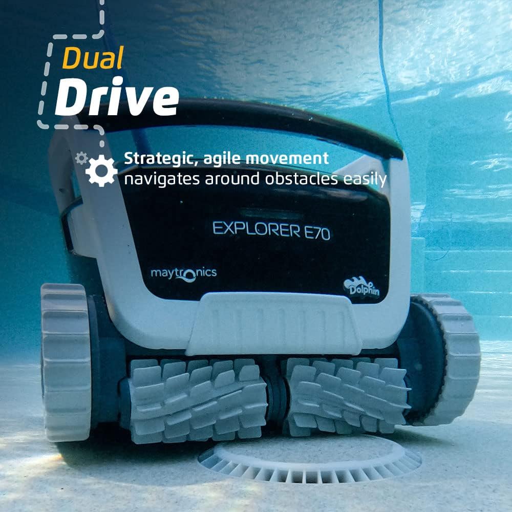 Robot nettoyeur de piscine 2025 pour piscines jusqu'à 9 mètres – Brosse de nettoyage et filtres à chargement par le haut