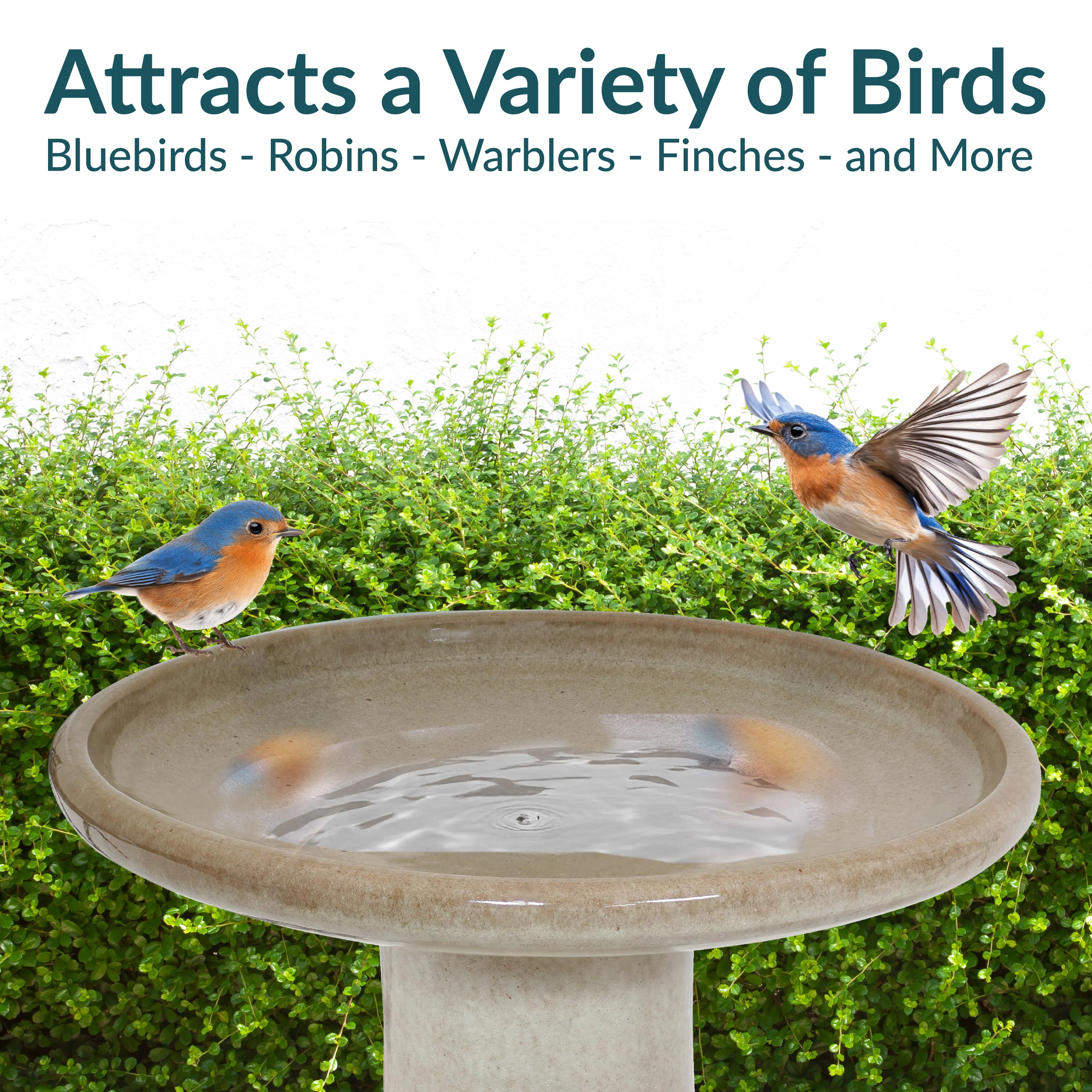 2025 Sunnydaze Tofarvet Glaseret Keramik Udendørs Fuglebad