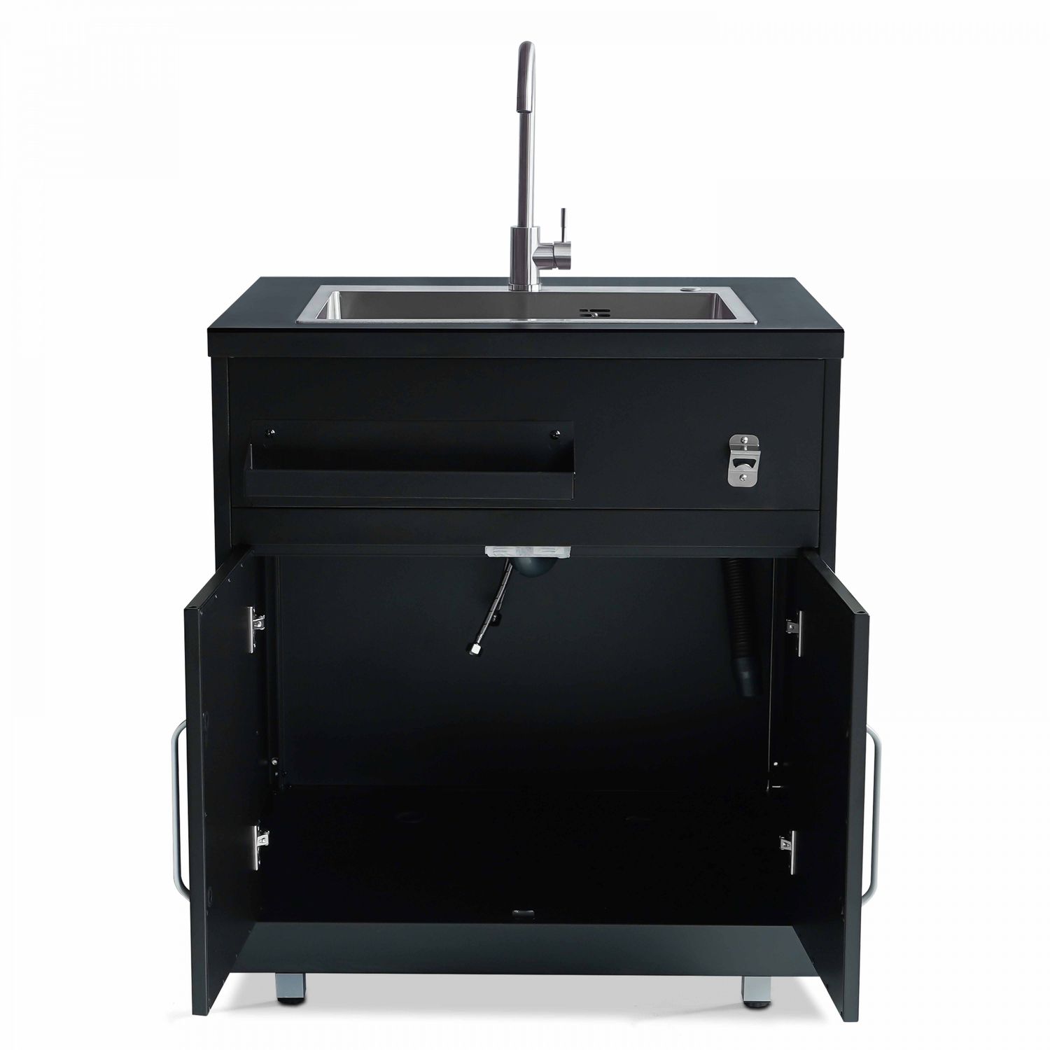 Oviala schwarzer 2-türiger Spülenschrank für die Außenküche