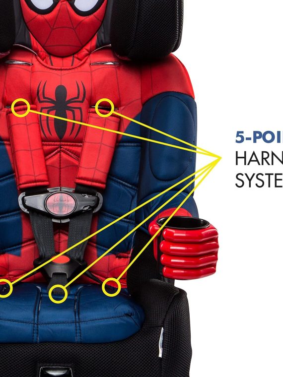2025 KidsEmbrace Marvel Spider-Man 2-i-1 fremadvendt selepude med LATCH-system | 5-punktssele 9-28 kg. Kan omdannes til selestøttet selepude 18-45 kg | Justerbar