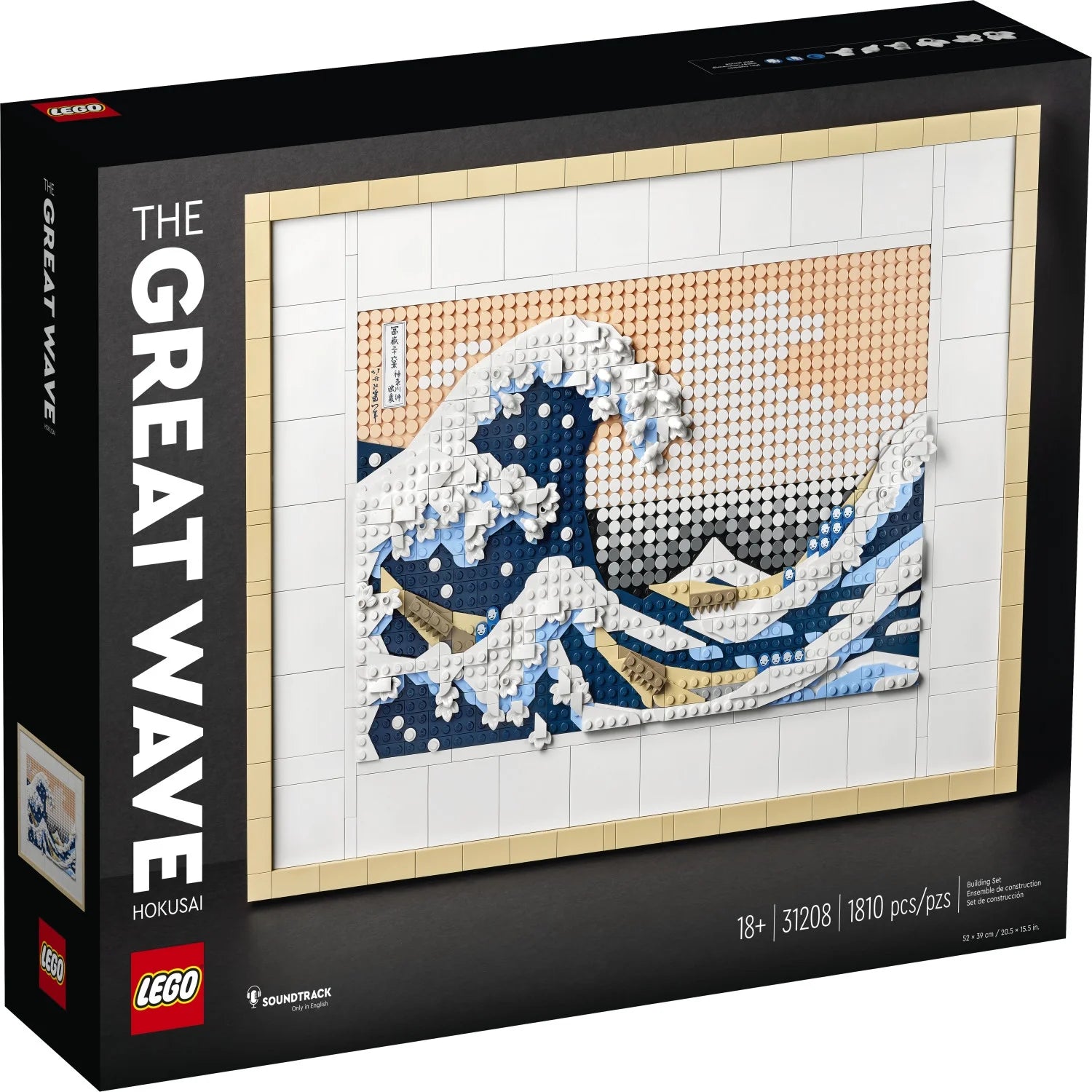 LEGO Art Hokusai – Den store bølge, 3D japansk vægkunst, indrammet billede til hjemme- eller kontordekoration, kreativt kunst- og hobbysæt, 31208
