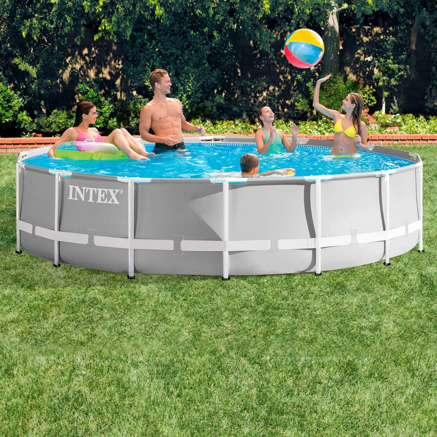 Piscine ronde avec pompe, filtre et échelles 457x107 cm Prism Frame