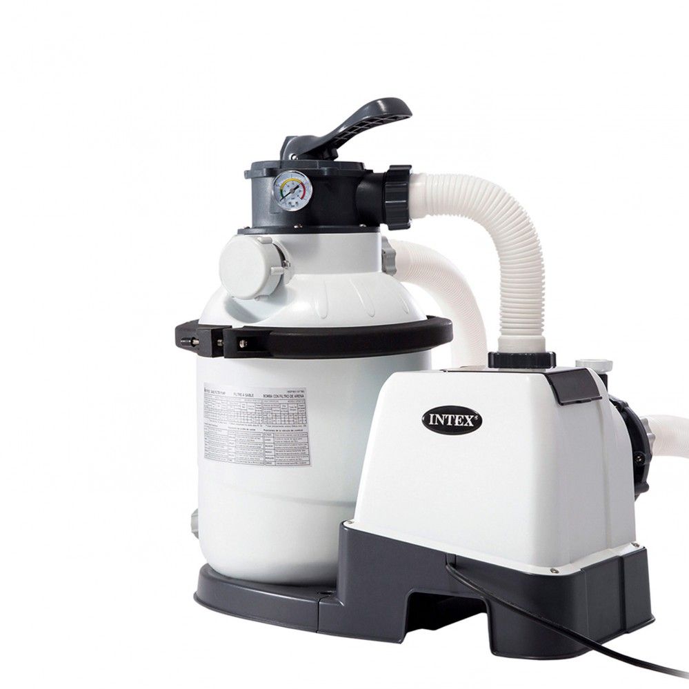 Piscine tubulaire circulaire amovible en PVC gris foncé Intex 478 x 124 cm avec purificateur