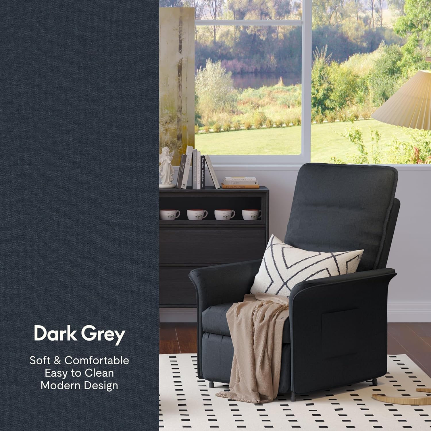 FLEXISPOT Elektrischer Relaxsessel mit verstellbarer Rückenlehne, Neigungswinkel 105° bis 155°, ergonomischer Relaxsessel für Schlafzimmer, Wohnzimmer und Heimkino (Dunkelgrau)