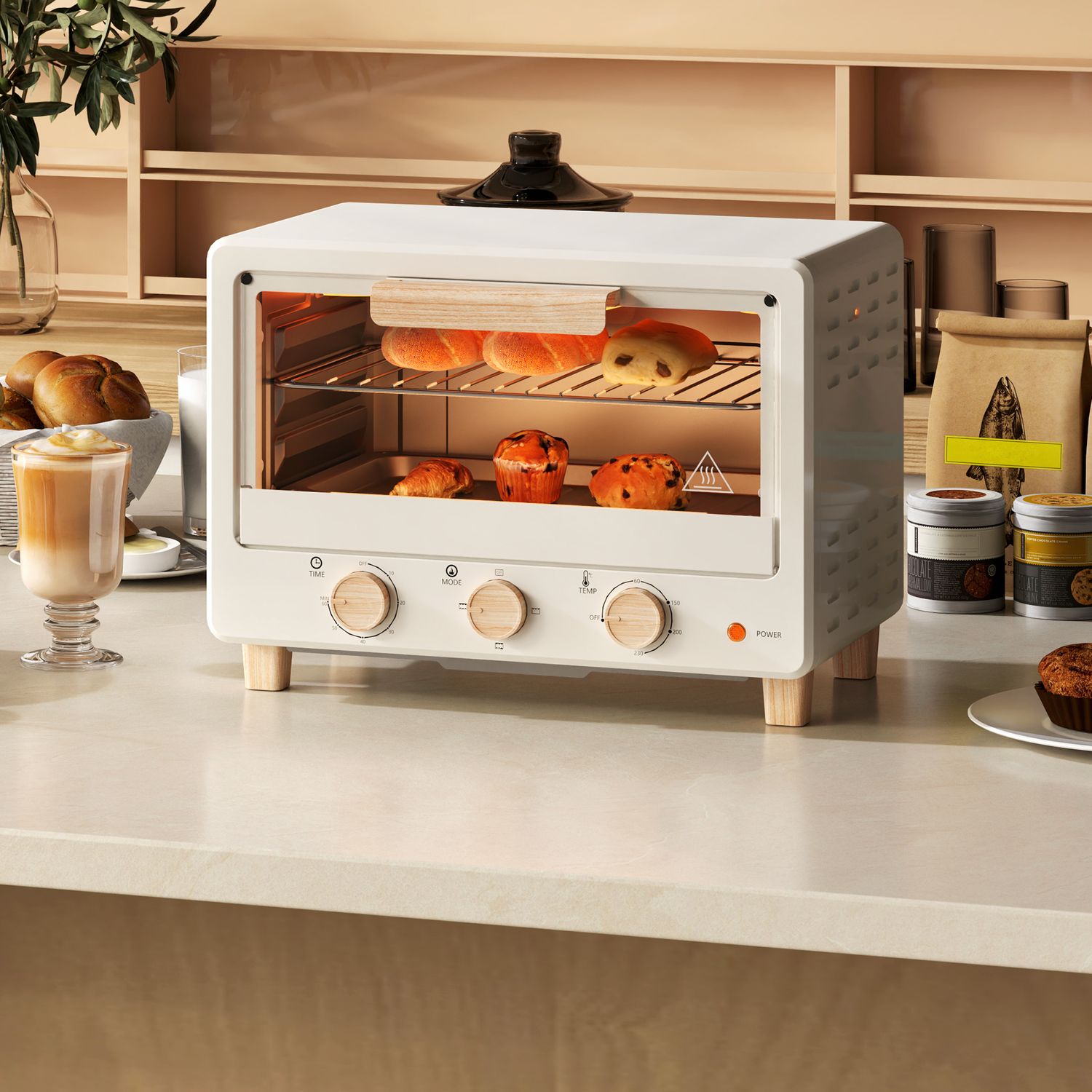 Homcom 16L 1400W Elektro-Tischbackofen mit Glastür