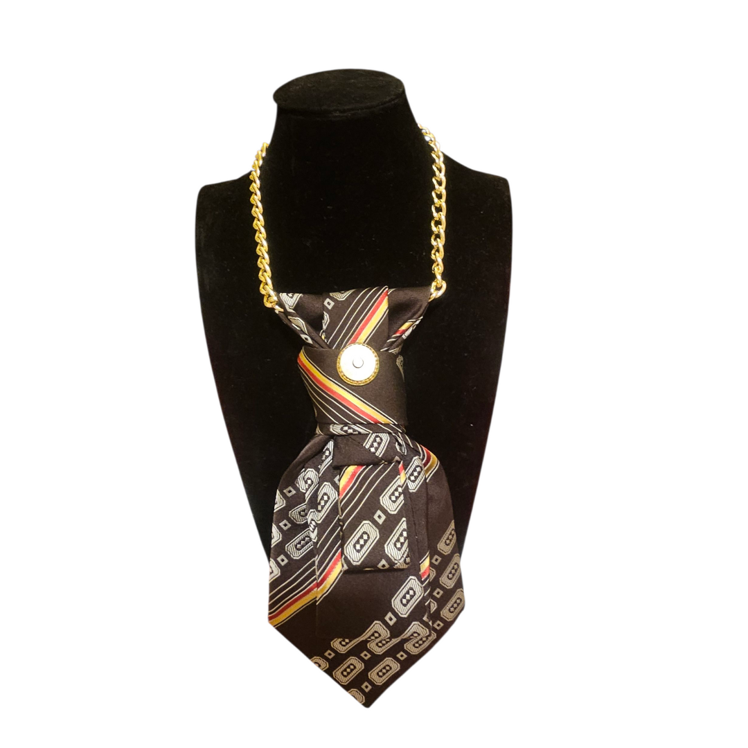 Vintage Brown 4-in-1 Jeweled Tie