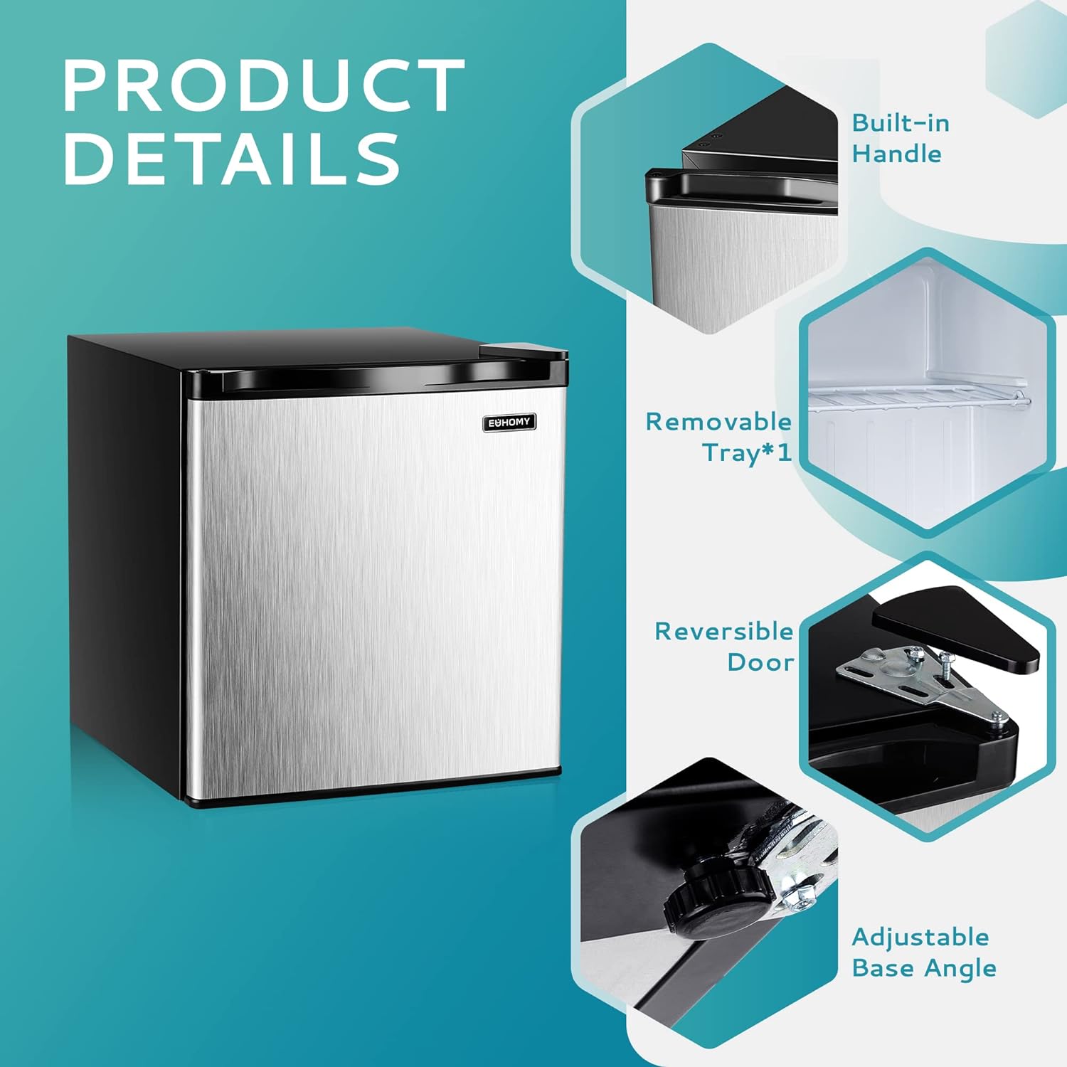 Gefrierschrank 2025, 85 Liter Nutzinhalt. Einzeltür aus Edelstahl, wendbar. Kompakter Gefrierschrank für Zuhause, Studentenwohnheime, Wohnungen und Büros (Silber).