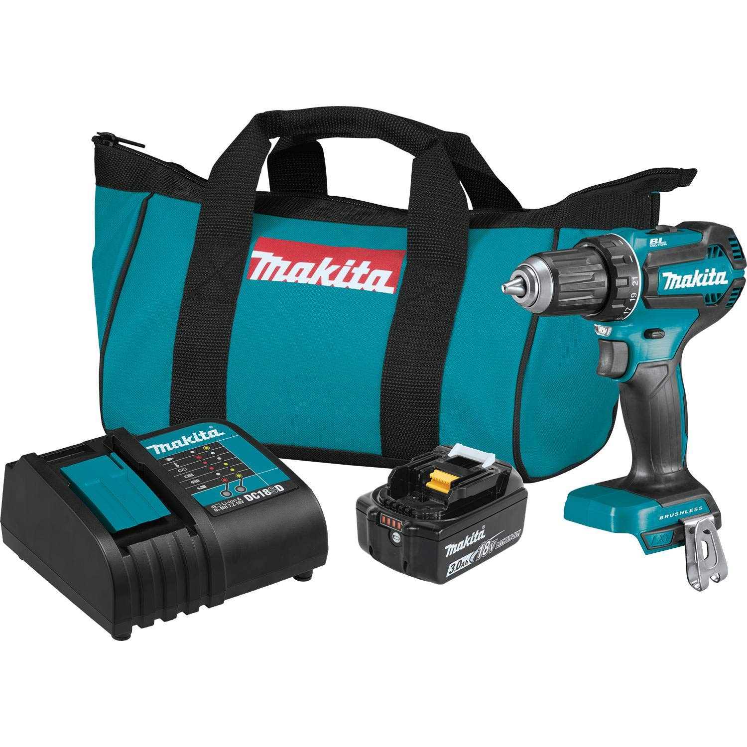 2025 Makita XFD131 LXTu00ae 18V 1/2" batteridrevet bore-/skruemaskinesæt med børsteløst lithium-ion-batteri (3,0 Ah)
