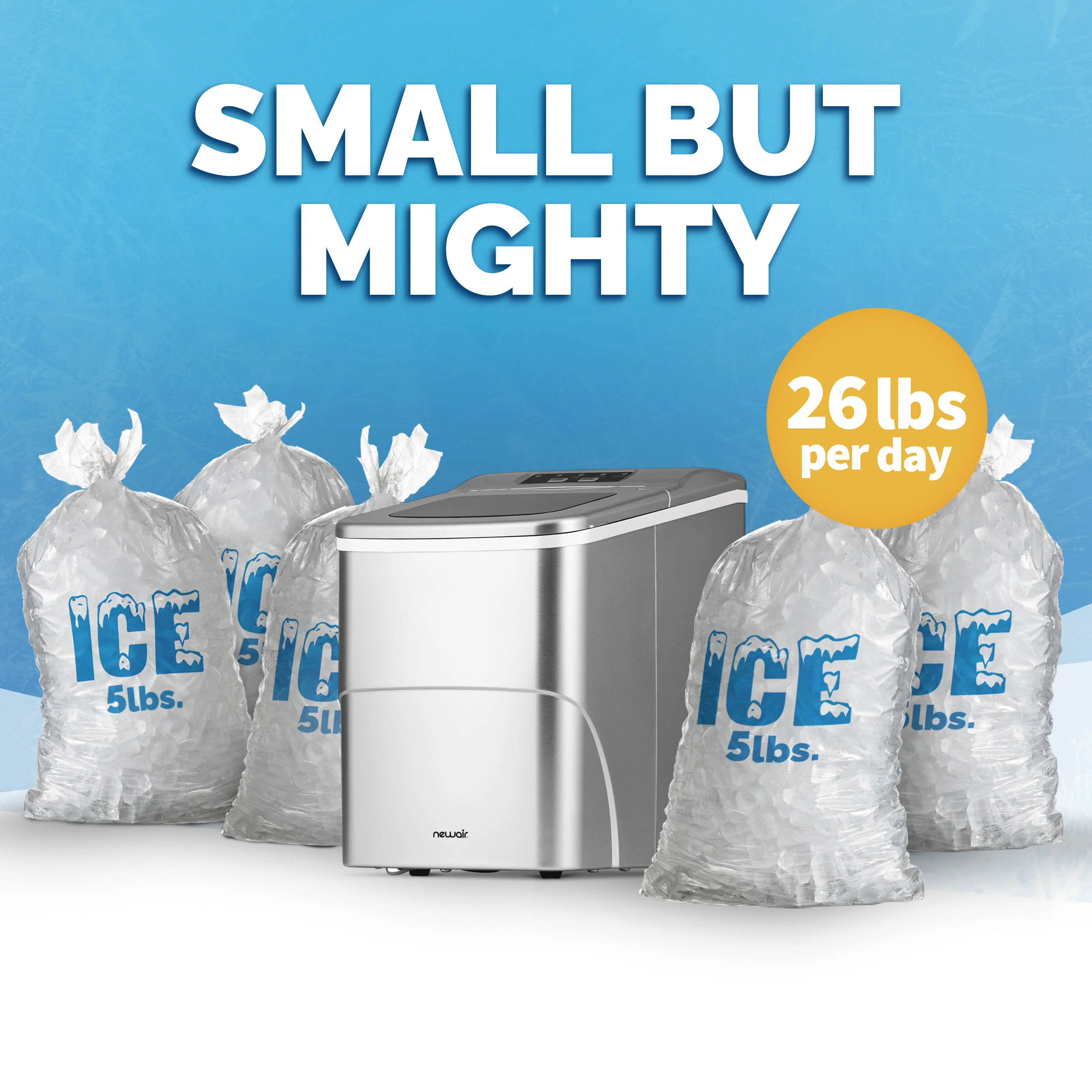 Newair® Tisch-Eiswürfelbereiter 2025 – Kugelförmige Eiswürfel. 12 kg/Tag – Mattschwarz