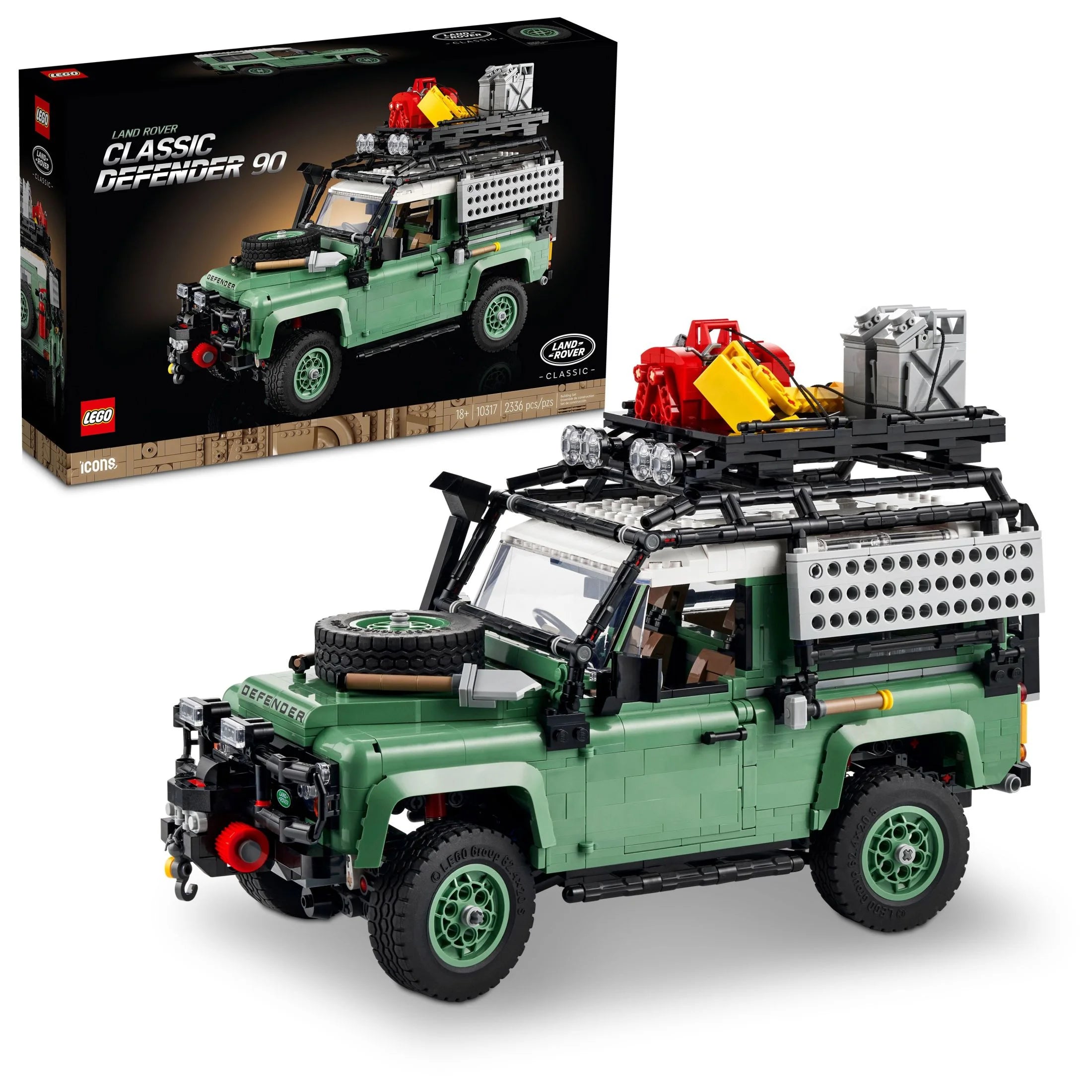 LEGO Icons Land Rover Classic Defender 90 10317 – Bilbyggesæt til voksne og klassiske bilelskere, fordybende projekt baseret på et offroad-ikon, fantastisk dimissionsgave til ham eller hende
