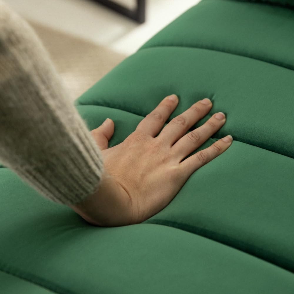 Nalui – Gepolstertes 3-Sitzer-Schlafsofa 210 x 80 x 79 cm, einlagig, 2 Kissen, Klick-Klack-Öffnungsmechanismus mit verstellbarer Rückenlehne. Samt-Chaiselongue-Schlafsofa, umwandelbar in ein Doppelbett | Beige